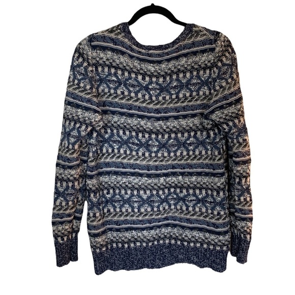VTG L.L. Bean Cotton Blue Argyle Knit Fisherman Pullover Sweater Womens Medium - Picture 5 of 14